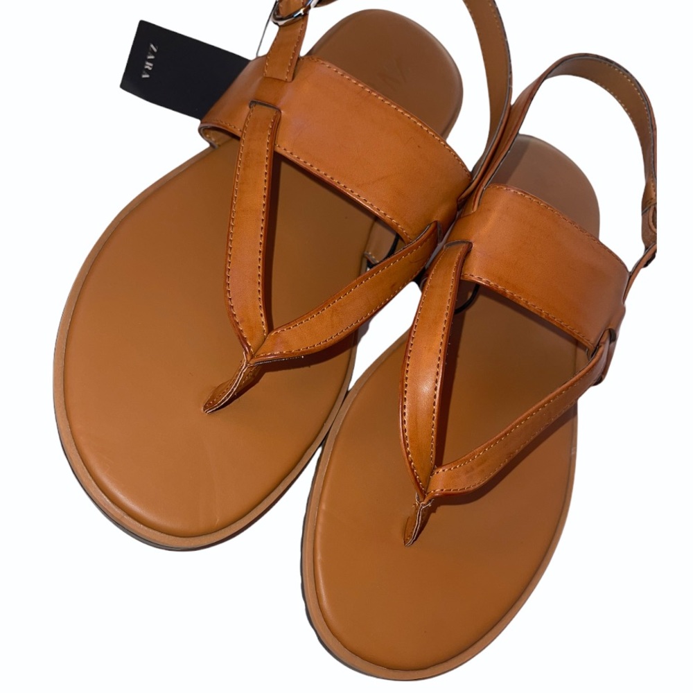 Zara Chestnut Cross Strap Sandals - Picture 8 of 12